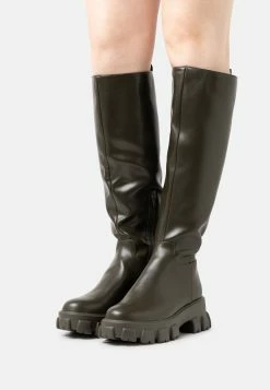 NA-KD Profile Sole Shaft Boots - Bottes À Plateau - Khaki