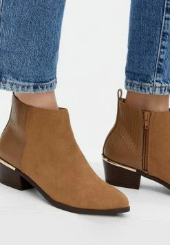 New Look Croc Panel - Boots À Talons - Tan