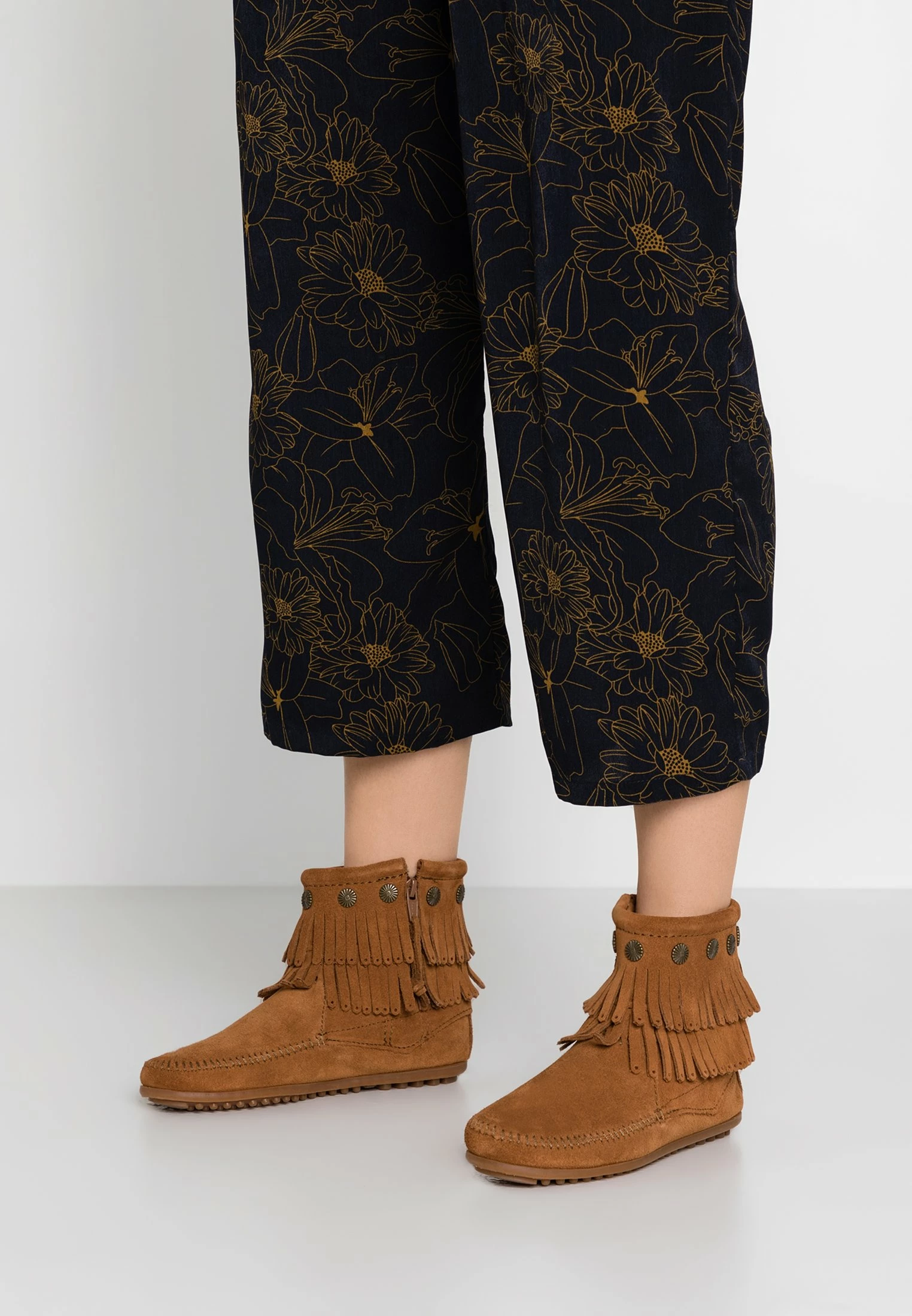 Minnetonka Double Fringe Side Zip - Boots À Talons - Brown 3 Minnetonka Double Fringe Side Zip - Boots À Talons - Brown